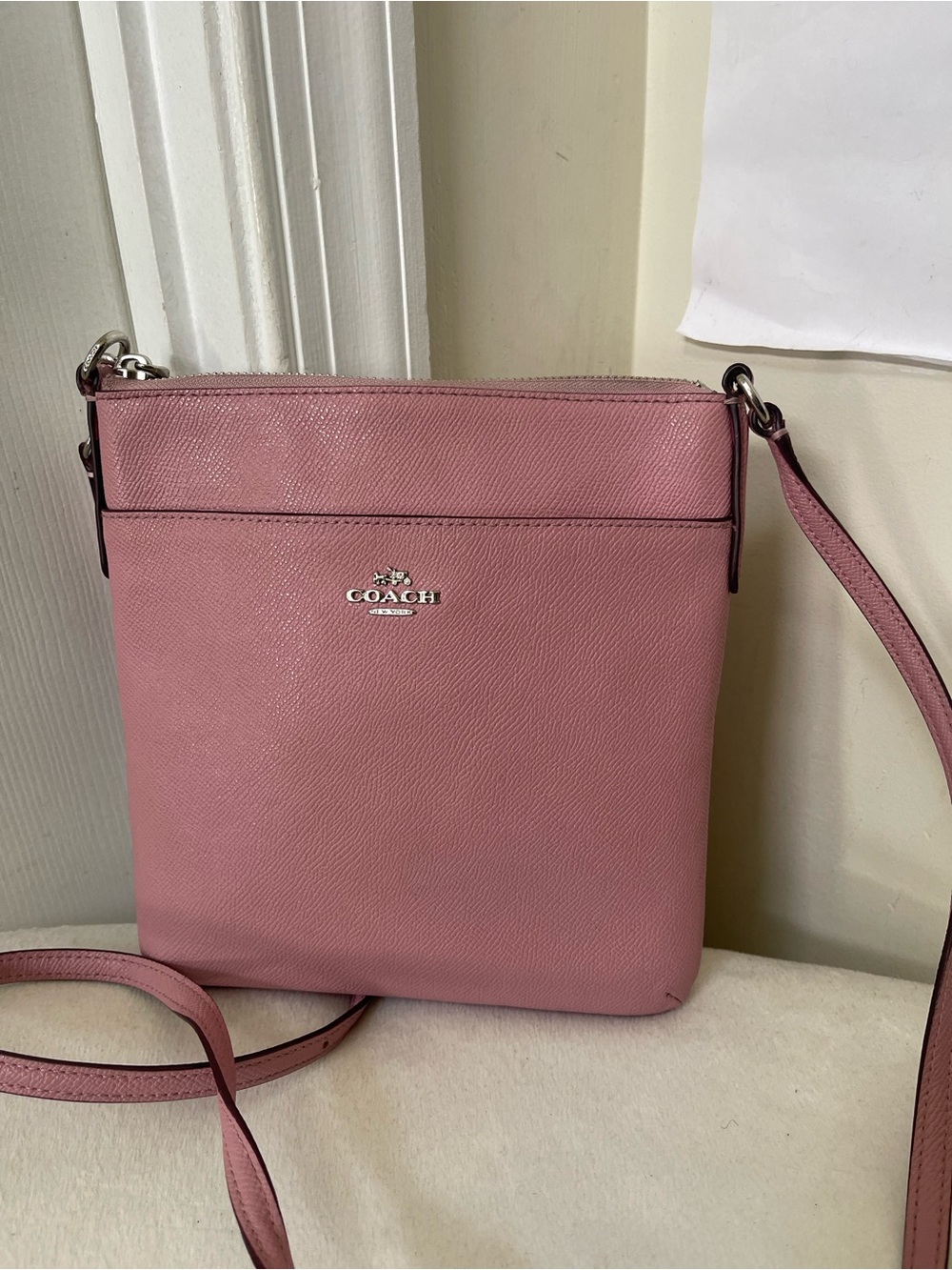 COACH Pink Leather Crossbody Bag with Silver Hardware